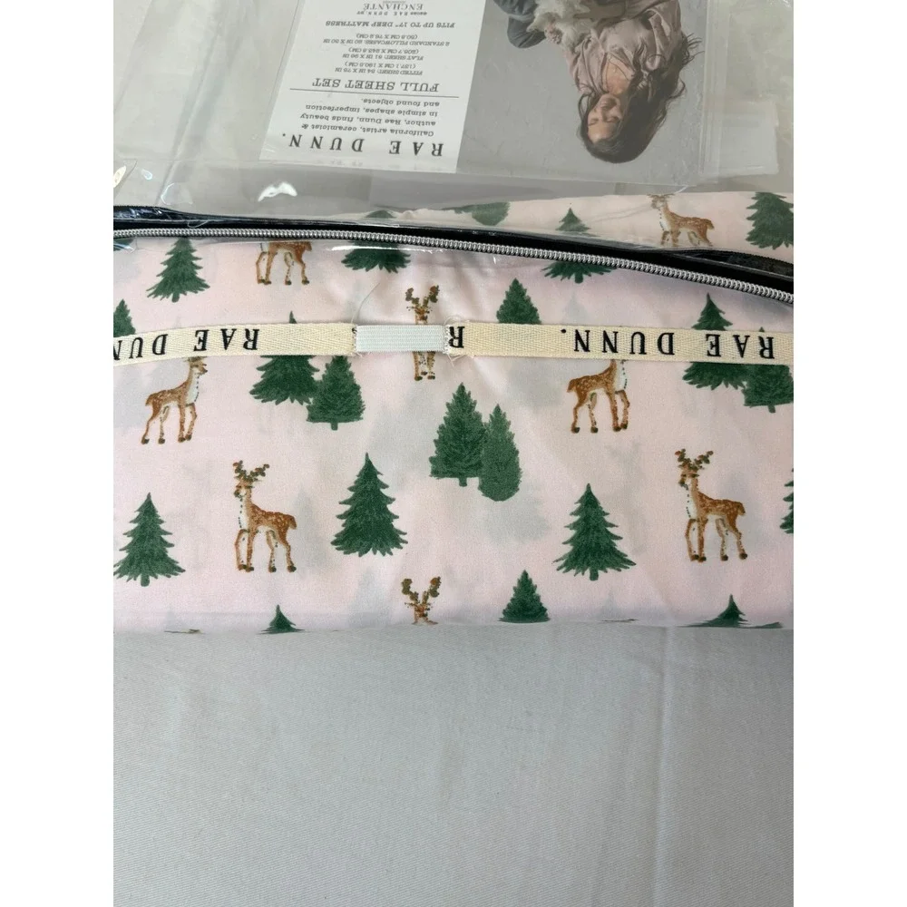 Rae Dunn Holiday Tree Deer Full Sheet Set Easy Care Super Soft new unused